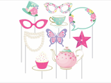 Floral Tea Party Photo Booth Props Birthday Party Decor 10 count 10"