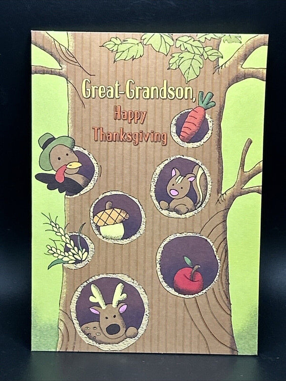 For Great-Grandson Thanksgiving Greeting Card w/Envelope