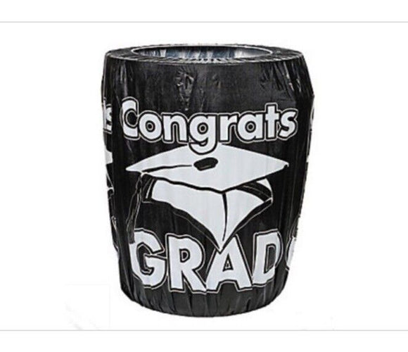 Black Congrats Grad Trash Can Cover Graduation Party Decoration