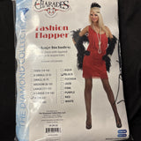 Charades Flapper Halloween Costume Black Fringe Gold Sequin Trim Sz 1X 18-22 New2