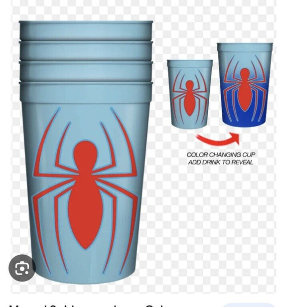 Marvel Spiderman Logo Color Changing 15oz Plastic Cup 4 Pack