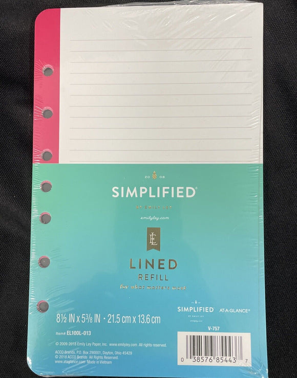 SIMPLIFIED LINED REFILL V-759 ~  8.5'' X 5-3/8''