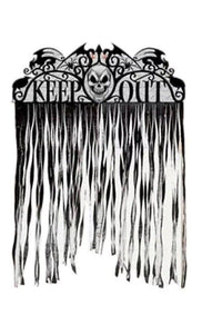 Haunted Halloween Gothic "Keep Out" Skull Doorway Curtain 4.7 Feet Tall