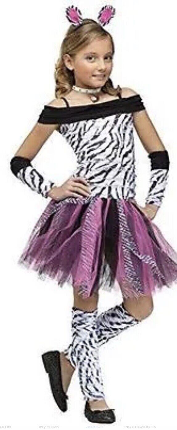 Zebra Costume for Girls size Large 12-14  New by Fun World