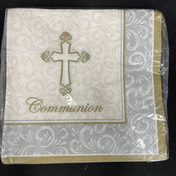 Divinity Cross Religious Christian Party Paper Beverage Napkins - Communion