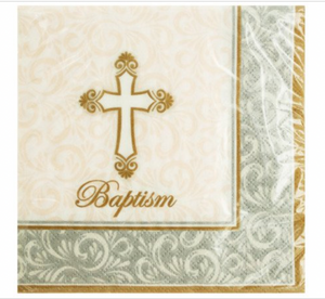 Divinity Cross Religious Christian Party Paper Beverage Napkins - Baptism