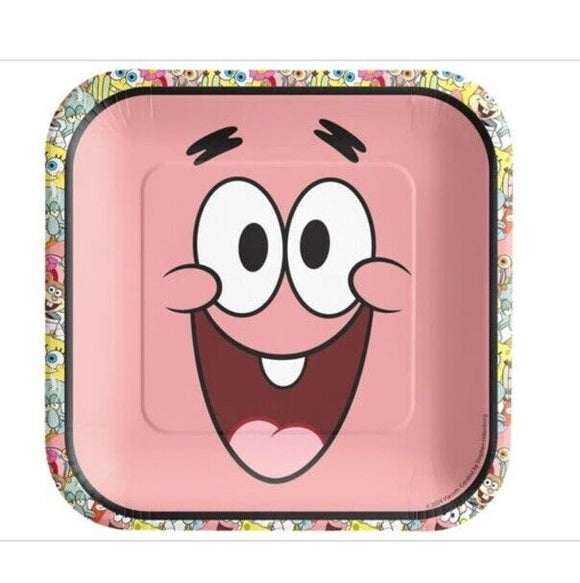 SpongeBob SquarePants All the Faces Small Square Paper Plates (8ct)