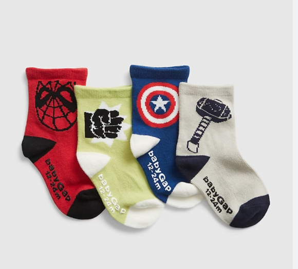 Baby GAP Marvel 4 Pack Crew Socks 2-3 Yrs