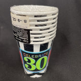 30th Celebration Chevron Stripes Adult Birthday Party 9 oz. Paper Cups