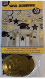 Amscan HANGING FOIL SWIRL GRADUATION DECORATION Mega Value Pk Yellow & Black NEW