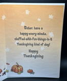 For Sister Thanksgiving Greeting Card w/Envelope