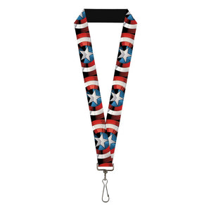 MARVEL AVENGERS Lanyard - 1.0" - Captain America Pop Art Shield Repeat- WCA049