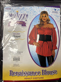 Halloween Red Renaissance Blouse Adult Costume Small 4-61