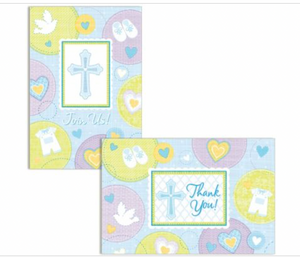 Sweet Christening Cross Invitations - Thank You Notes - Envelopes (16 Count)