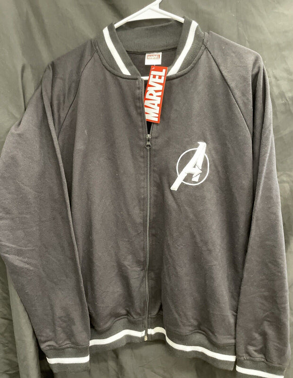 Avengers Embroidered Logo Men’s Black French Terry Collegiate Zip Jacket Small