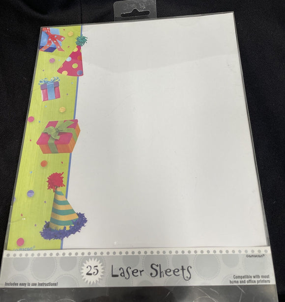 Party Theme Laser Printing Sheets 25 Ct