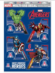 Arizona Wildcats /  MARVEL Multi-Use 6 Piece Decals 11" x 17"