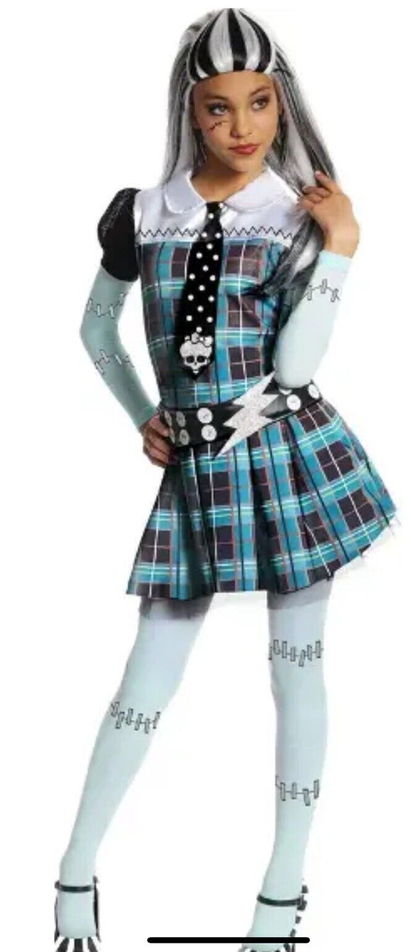 Monster High Frankie Stein Kid's Halloween Costume Should Size Large 12-14