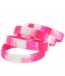 12 Camo Pink Ribbon Camouflage Silicone Bracelets Breast Cancer Awareness