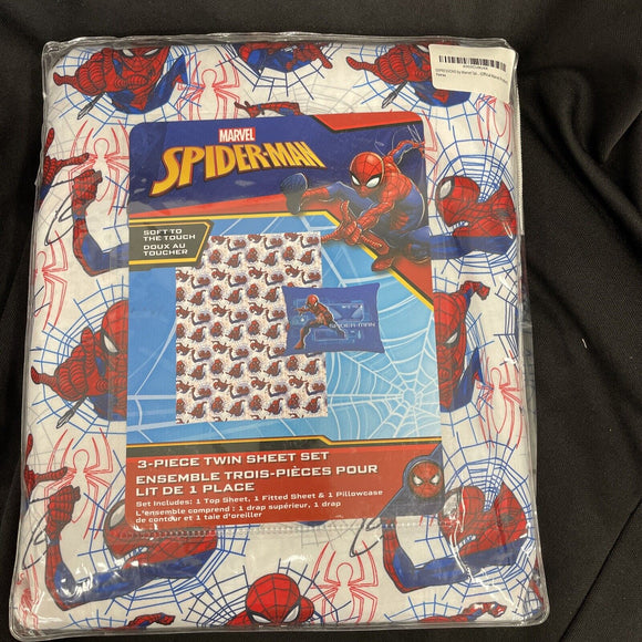 Spider-Man In Web 3 Piece Twin Sheet Set Fitted Sheet,Top Sheet & Pillow Case