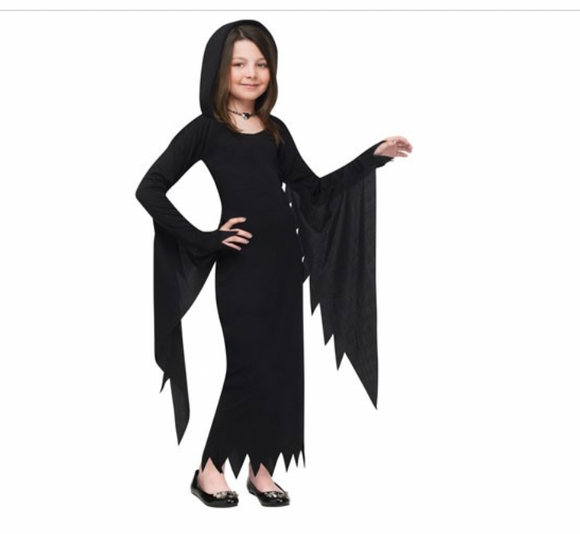 Hooded Black Dress Halloween Costume Girls  Size Small 4-6 by Fun World