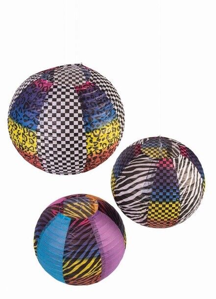 3 Piece 80s Paper Lanterns 10” Diameter