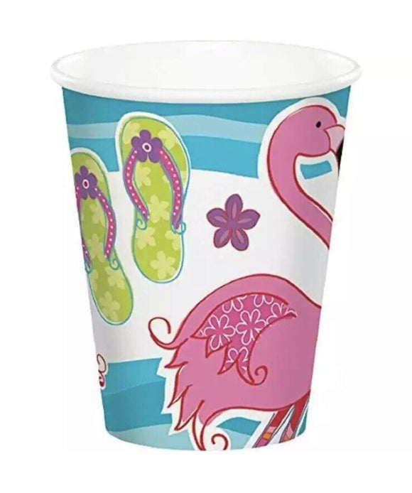 Summer Fun Flip Flop Pool Beach Flamingo Luau Theme Party 9 oz. Paper Cups