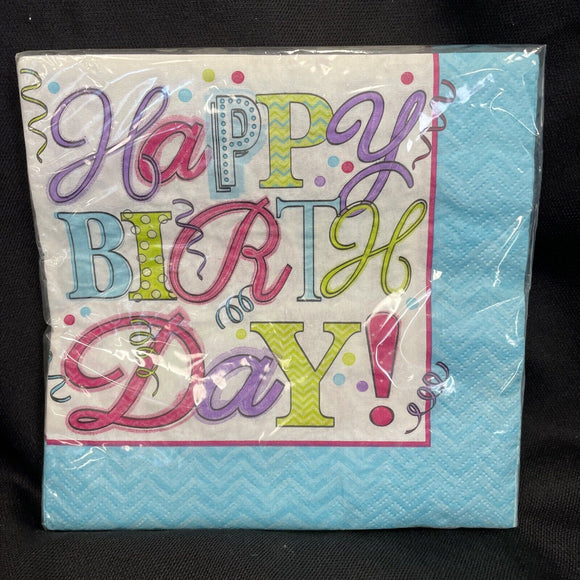 Sweet Party Bright Colors Modern Happy Birthday Party Paper 16 Luncheon Napkins