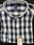 Artisan Collection Reprime Mens M 100% Cotton Mulligan Check Shirt RP250 Wht/Nav