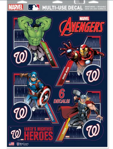 Washington Nationals  /  MARVEL Multi-Use 6 Piece Decals 11" x 17"