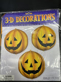 Amscan International Decorative Hanging 3D Pumpkin (Pack of 3 Each 6”)