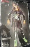 3D Zombie Skeleton Girl's Costume Size Large 12-14