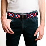 Chrome Buckle Web Belt - Captain America Shield Repeat- WCA012