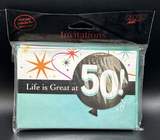 Life is Great at 50 Birthday party Invitations 8ct w/envelopes