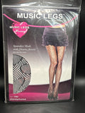 Music Legs Hosiery 7262 Spandex Mesh Hearts Accents Black OSFM