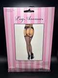 Leg Avenue Net Stockings w/Attached Strappy Garter Belt OS Black 1779