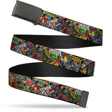 Web Belt Blank Black Buckle - Retro Marvel Comic- WAV035