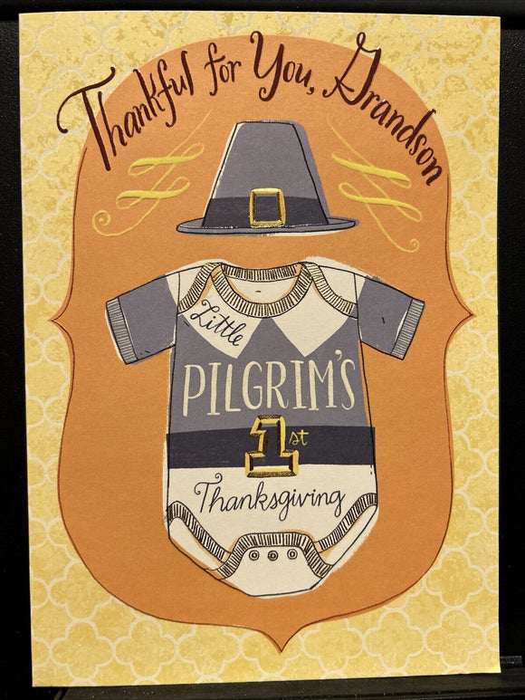 Happy 1st Thanksgiving Grandson Greeting Card w/Envelope