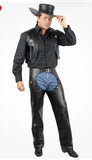 Cowboy Western Biker Chaps Vest Black Faux Leather Adult Costume Small 36-380