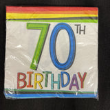 70th Birthday Rainbow 16ct Beverage Napkins Amscan Party