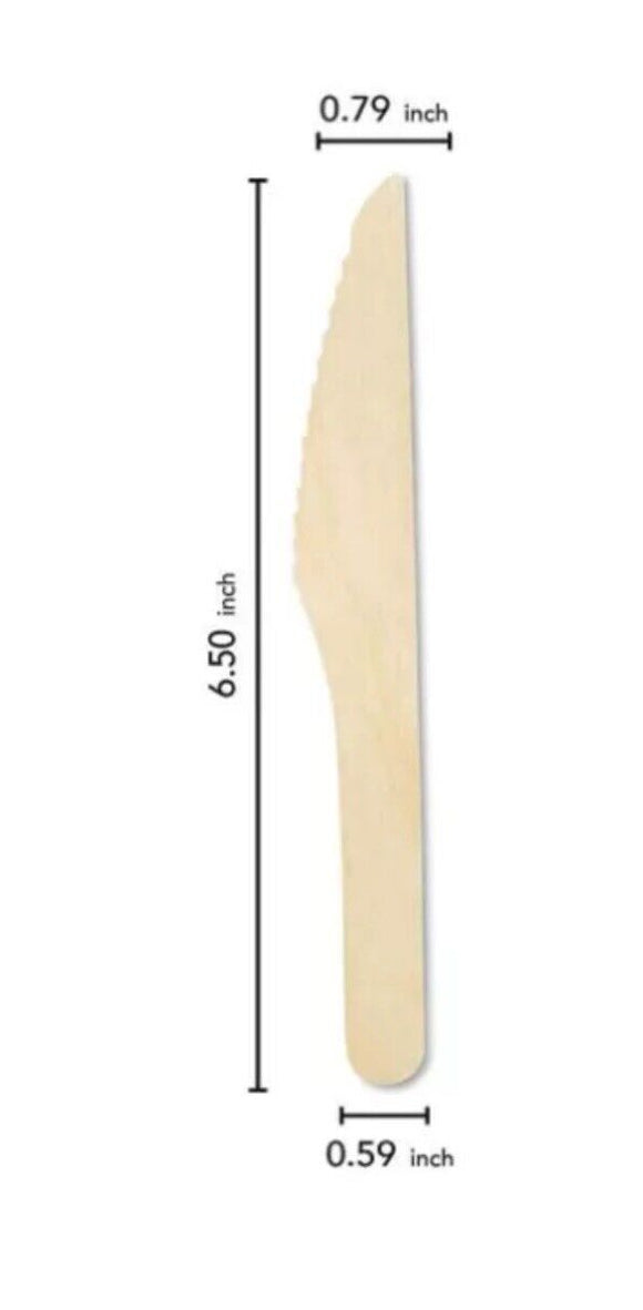 Disposable Wooden Knifes Eco-Friendly Natural Birchwood 50Ct