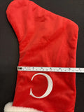 RED VELVET Initial  WHITE FUR CUFF MONOGRAM B CHRISTMAS STOCKING2