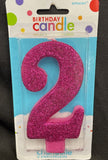 Amscan Pink Glitter Birthday Candle Number 2