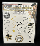 Rubies Graduation Swirl Metallic Hanging Decoration (6 Pcs) Black, Gold, Silver