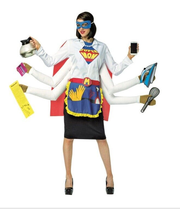 Super Mom Adult Halloween Costume, fits size 4-10.