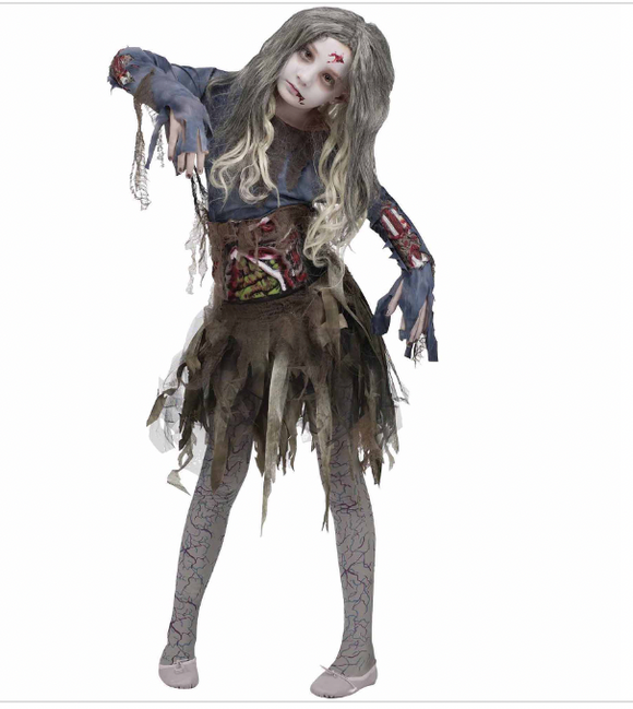 Fun World Zombie Girl Living Dead Scary Childrens Halloween Costume Large 12-14