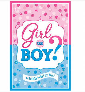 Girl or Boy? Baby Shower Invitations Blue and Pink Party Supplies 8 Count New