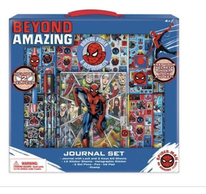 Marvel Spiderman Hard Cover Journal Set Lock & Keys 12 Sticker Sheets 19 Pieces