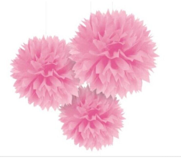 Baby Pink Fluffy Hanging Decorations (3pcs)