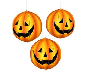 Amscan International Decorative Hanging 3D Pumpkin (Pack of 3 Each 6”)